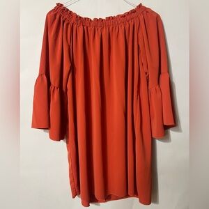 Zanzea Collections Off-Shoulder Orange Dress Size Large
